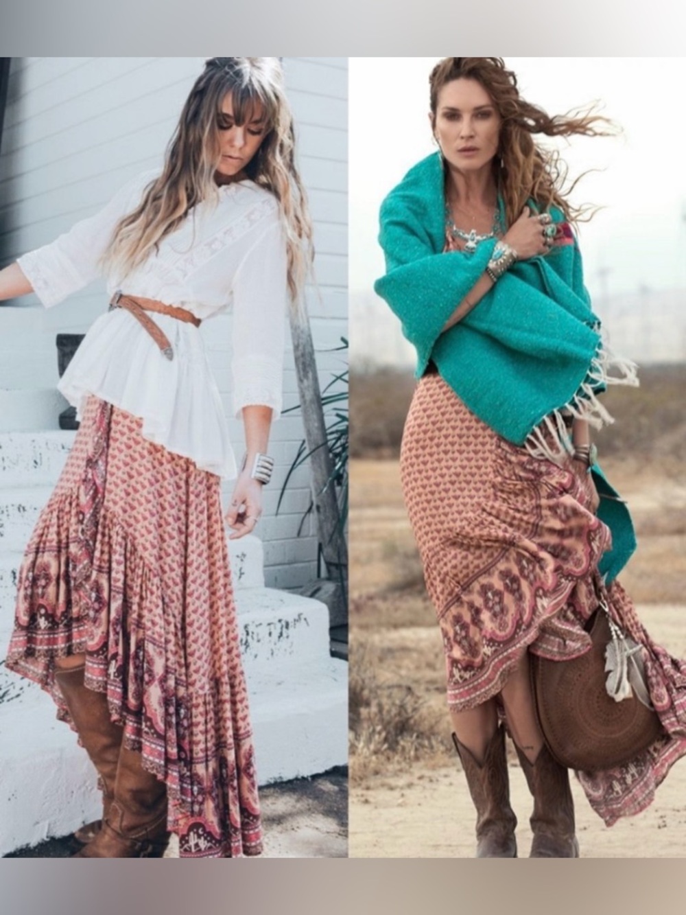 SPELL 🌸 Vintage Sunset Road Wrap Skirt Medium